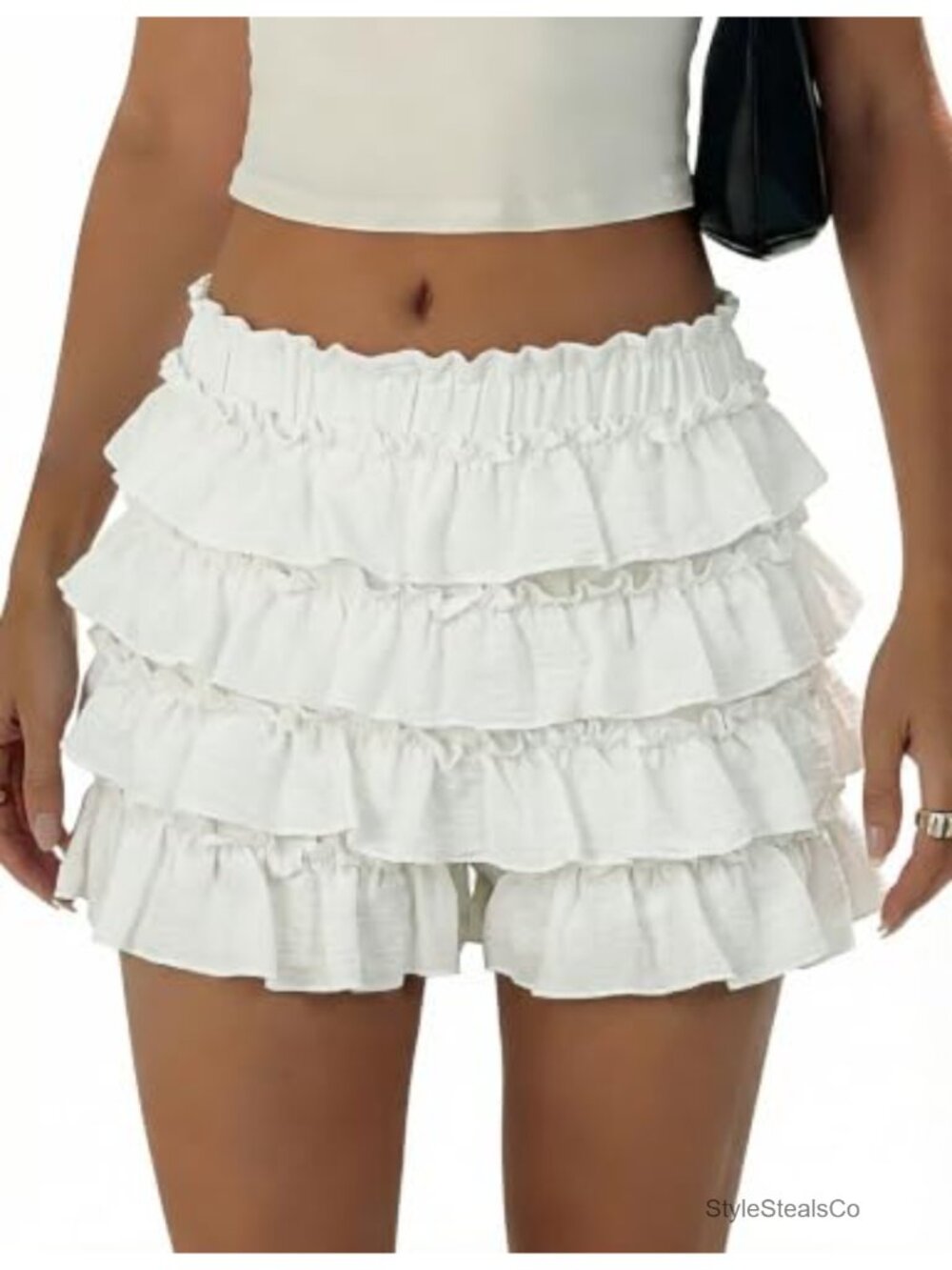 Women's Ruffle Bloomer Shorts Smocked Waist Skort Mini